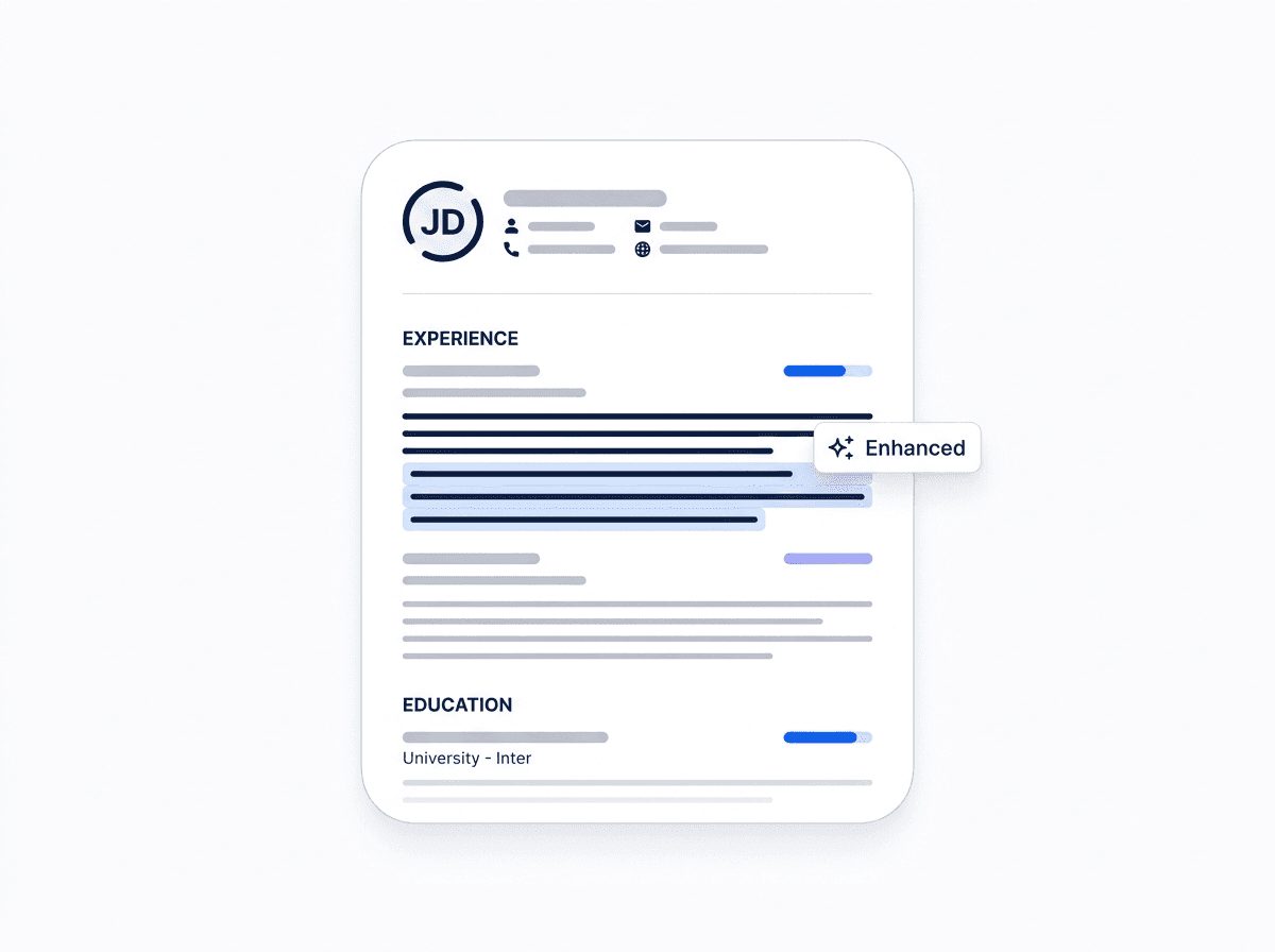 A résumé with a line of experience marked as enhanced